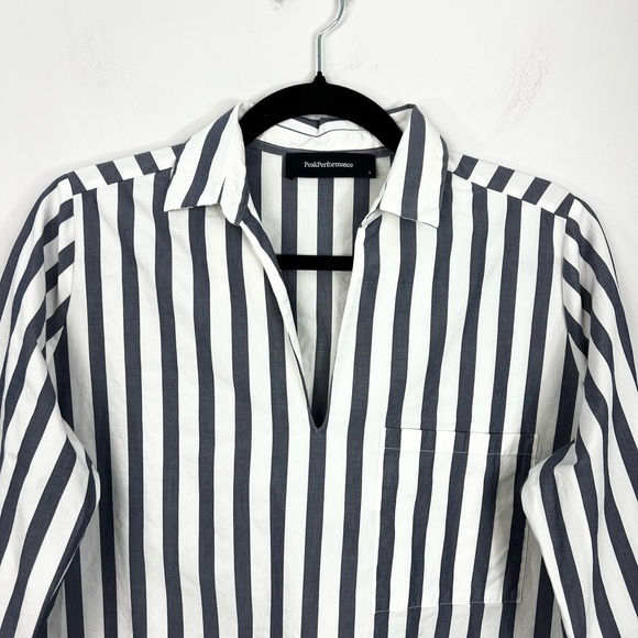 Peak Performance Sweden pure cotton blue white stripe boxy oversized top S - Picture 6 of 16